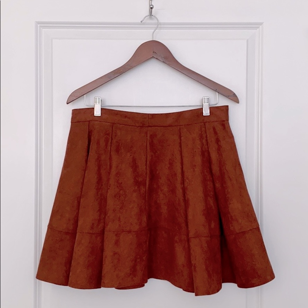 Brown Suede Skater Skirt
